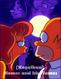 Simpson in Homer and his Flames- By Kogeikun