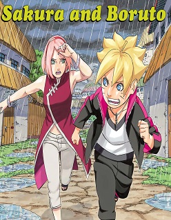 Sakura and Boruto (Under the Rain) [AI Generated]